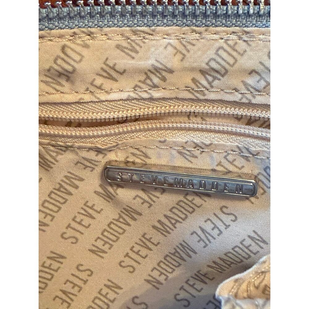 Steve Madden Blue Faux Leather Silver Chain Shoulder Bag Small Logo - Picture 4 of 8